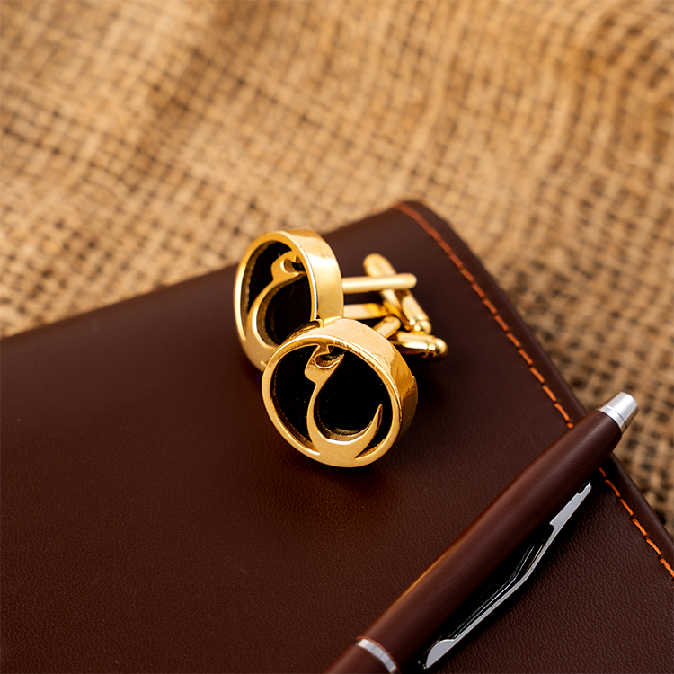 Initial Letter Cufflinks | Black Stone