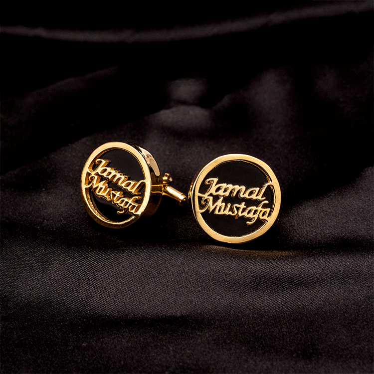 Name Cufflinks | Black Stone