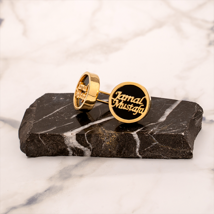 Name Cufflinks | Black Stone