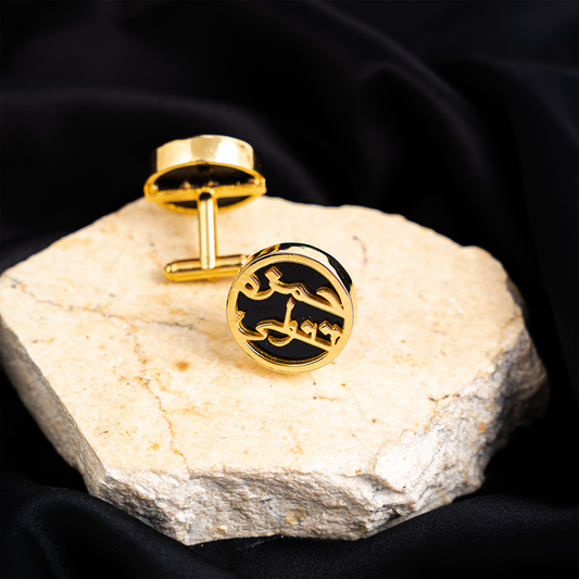 Double Name Cufflinks | Black Stone