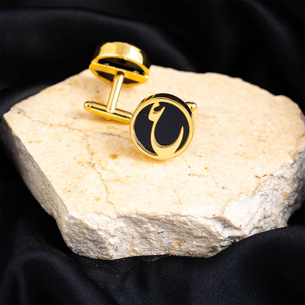 Initial Letter Cufflinks | Black Stone