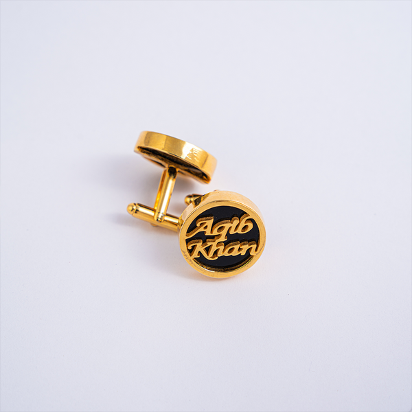 Onyx Name Cufflinks | Black Stone Fitted