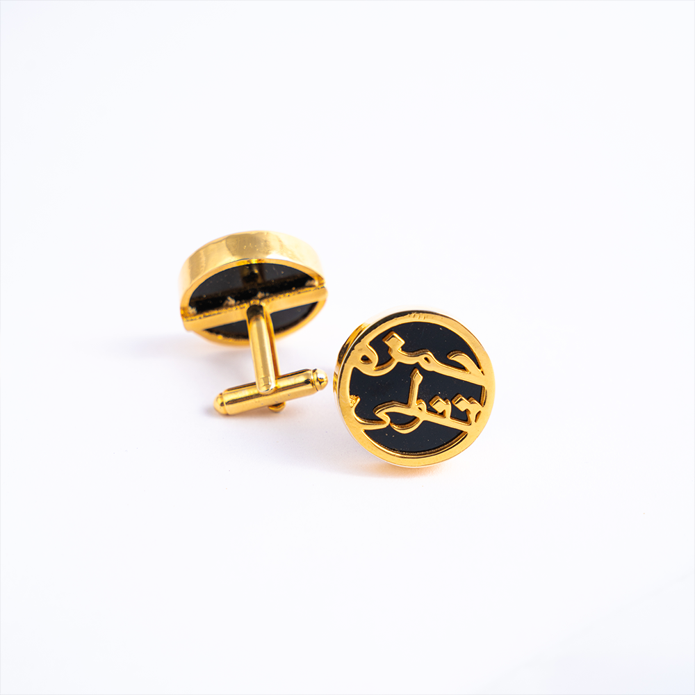 Double Name Cufflinks | Black Stone